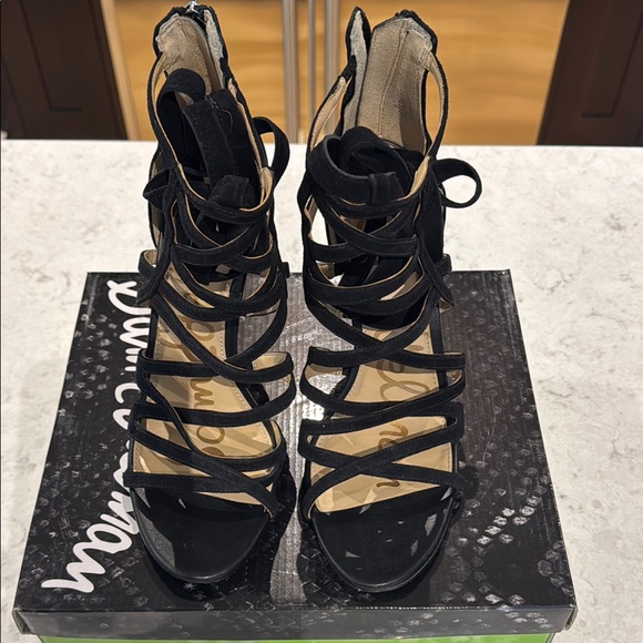 SAM EDELMAN ALBA Black Suede Heels - Picture 3 of 13